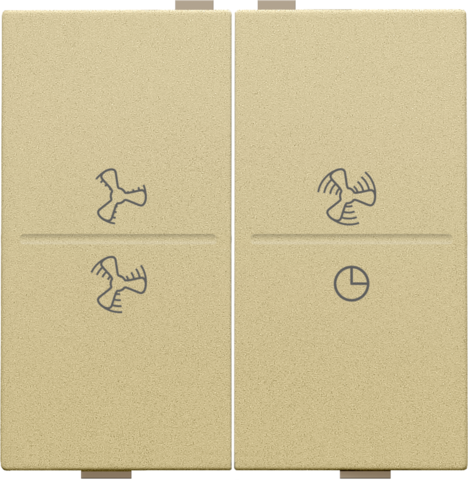 Touche dbl, symbole ventilation, pr interrupteur/bouton sans fil gold coated Niko Home Control
