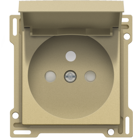 Set de finition prise avec clapet et broche de terre, 28,5mm gold coated Niko Original