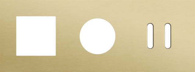 Plaque trpl h71 pr fct + prise + commut dbl,niko rocker alu gold brushed Niko Rocker