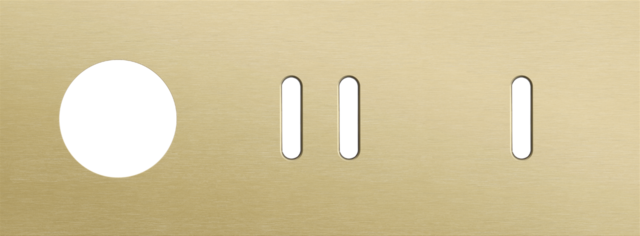 Plaque trpl h71 pr prise + commut dbl + commut smpl, niko rocker alu gold brushed Niko Rocker