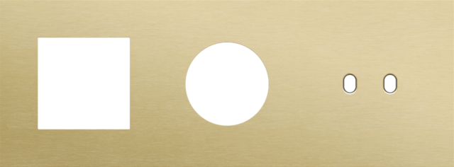 Plaque trpl h71 pr fct + prise + commut dbl,niko toggle alu gold brushed Niko Toggle
