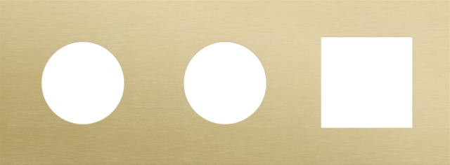 Plaque trpl h71 pr 2 prises + fct,niko r&t alu gold brushed