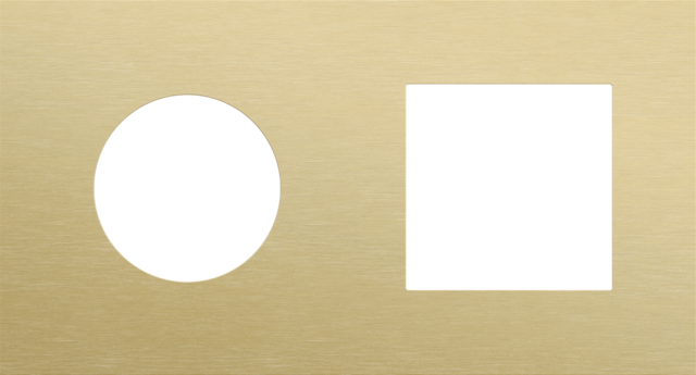 Plaque dbl h71 pr prise + fct,niko r&t alu gold brushed