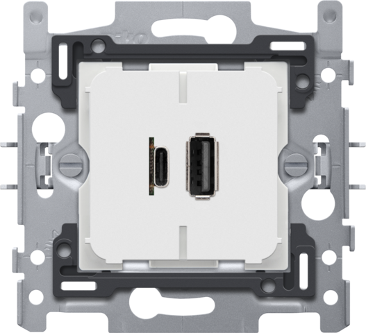 Double chargeur usb-a et usb-c intelligent, socle 60x71, griffes