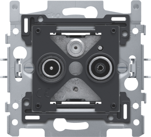 Socle 2 conn. coax. simples tv/fm et conn. satellite, griffes