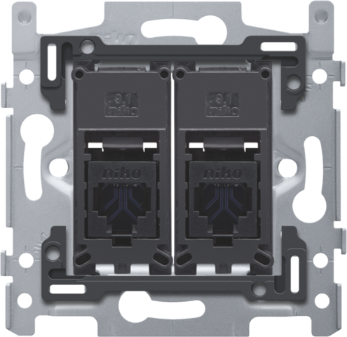 2 connexions rj45 utp cat. 6a, plat, 60x71, vis