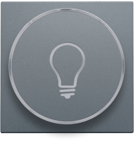 Finition avec symbole lampe pr bouton-poussoir 6a avec culot e10 blue grey coated