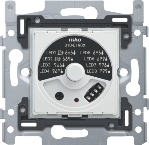 Socle, variateur à bouton rotat. univ., déparasit. tcc, à 3 fils