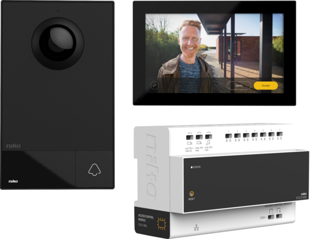 Kit vidéo en saillie, 2 fils, poste ext./int., 1 bouton de sonn.