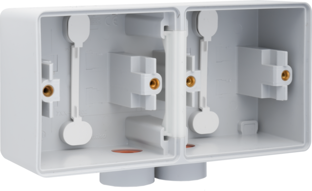 Boîte en saillie double étanche pour 2 fonctions, 2 entrées m20 gris