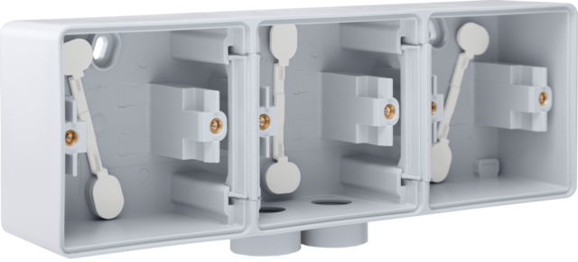 Boîte en saillie triple étanche pour 3 fonctions, 2 entrées m20 gris