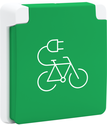 Borne de recharge vélos étanche 16a, broche de terre, conn. rap. blanc