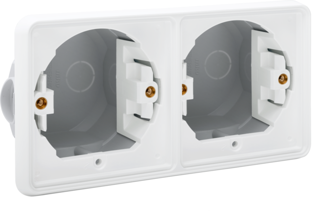 [NK701-75000] Boîte d'encastrement double horizontale étanche pour 2 fonctions blanc