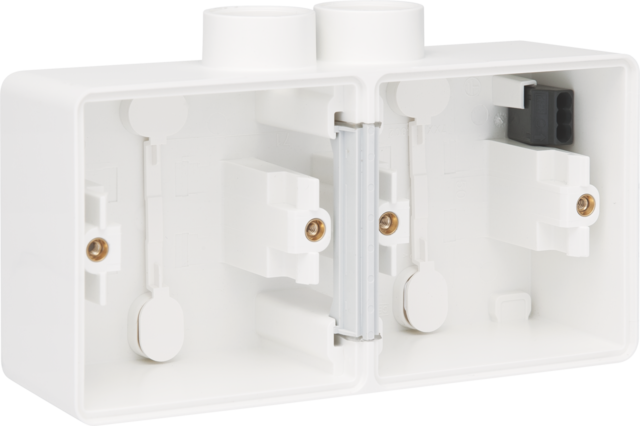 Boîte en saillie double étanche pour 2 fonctions, 2 entrées m20 blanc