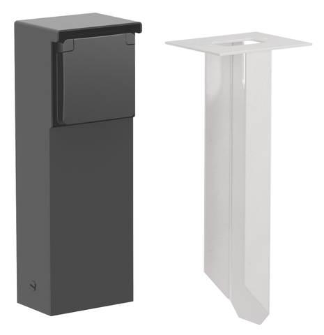 Borne de jardin avec 1 prise, broche de terre, pointe