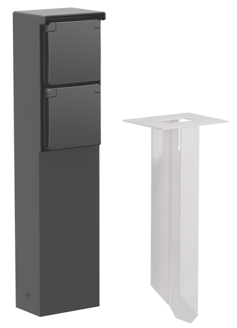 Borne de jardin avec 2 prises, broche de terre, pointe