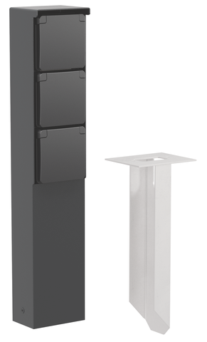 Borne de jardin avec 3 prises, broche de terre, pointe