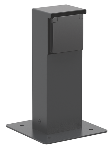 Borne de jardin avec 1 prise, broche de terre, socle