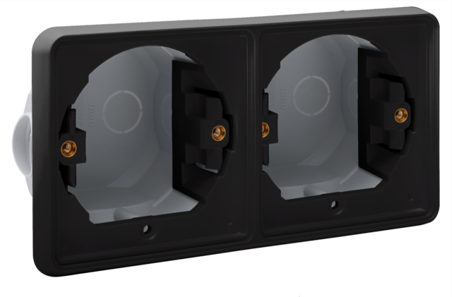 [NK761-75000] Boîte d'encastrement double horizontale étanche pour 2 fonctions noir