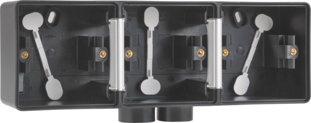 Boîte en saillie triple étanche pour 3 fonctions, 2 entrées m20 noir