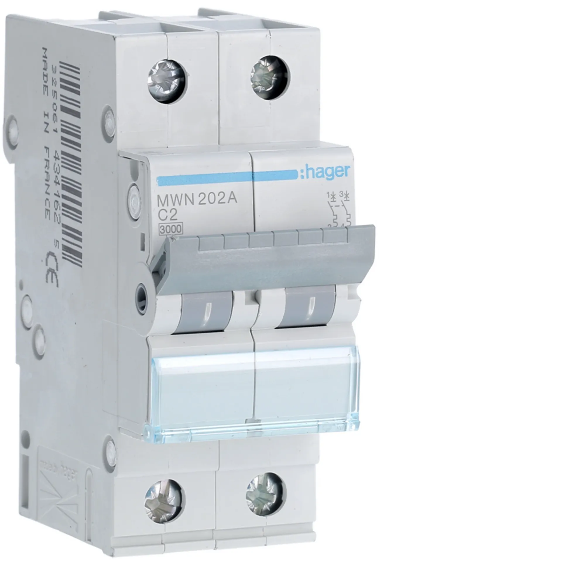 [HAMWN202A] Disjoncteur 3kA - C - 2P - 2A - 2M.