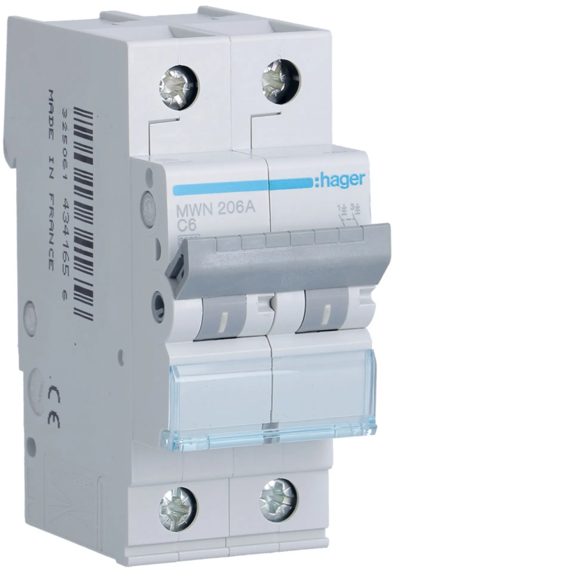 [HAMWN206A] Disjoncteur 3kA - C - 2P - 6A - 2M.