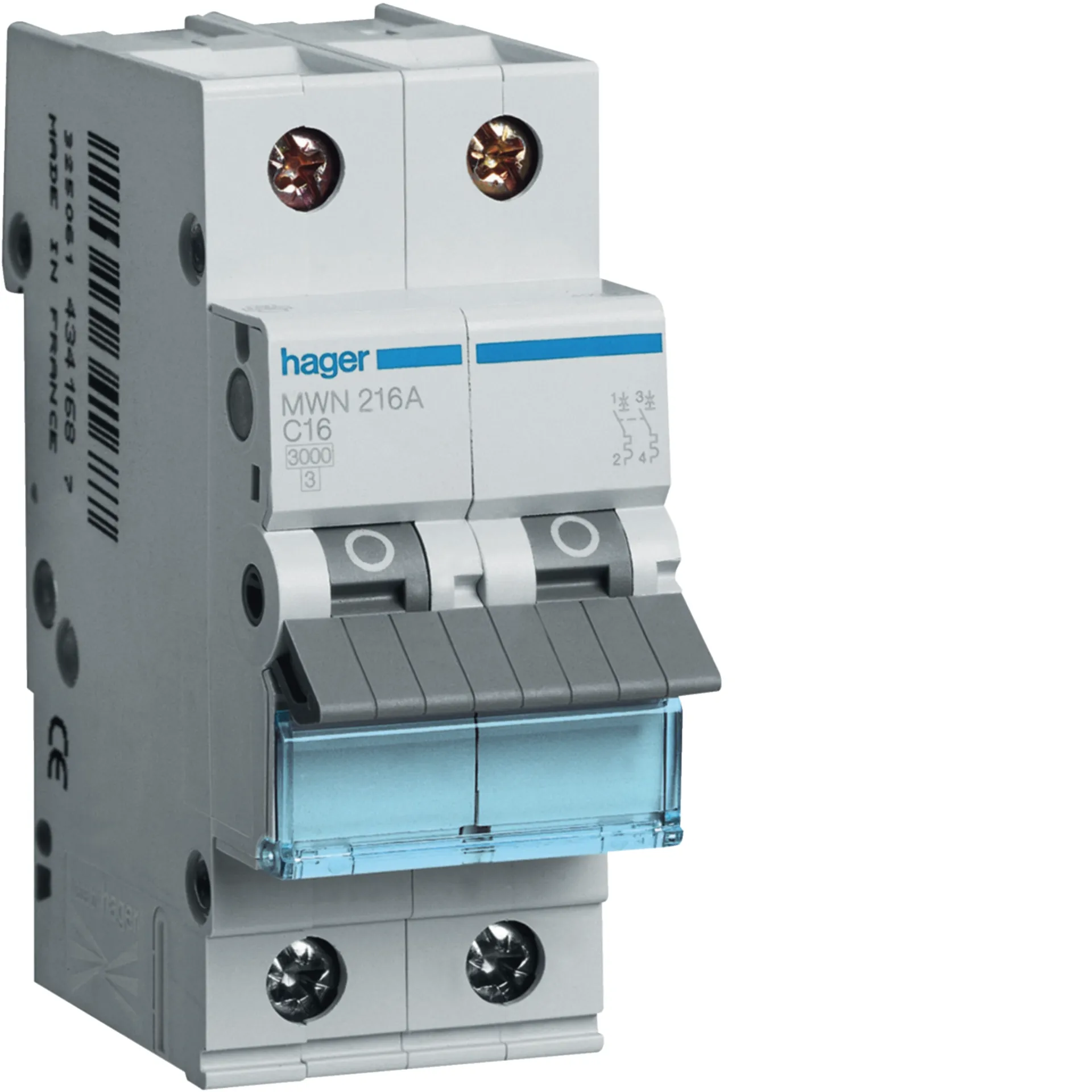 [HAMWN216A] Disjoncteur 3kA - C - 2P - 16A - 2M