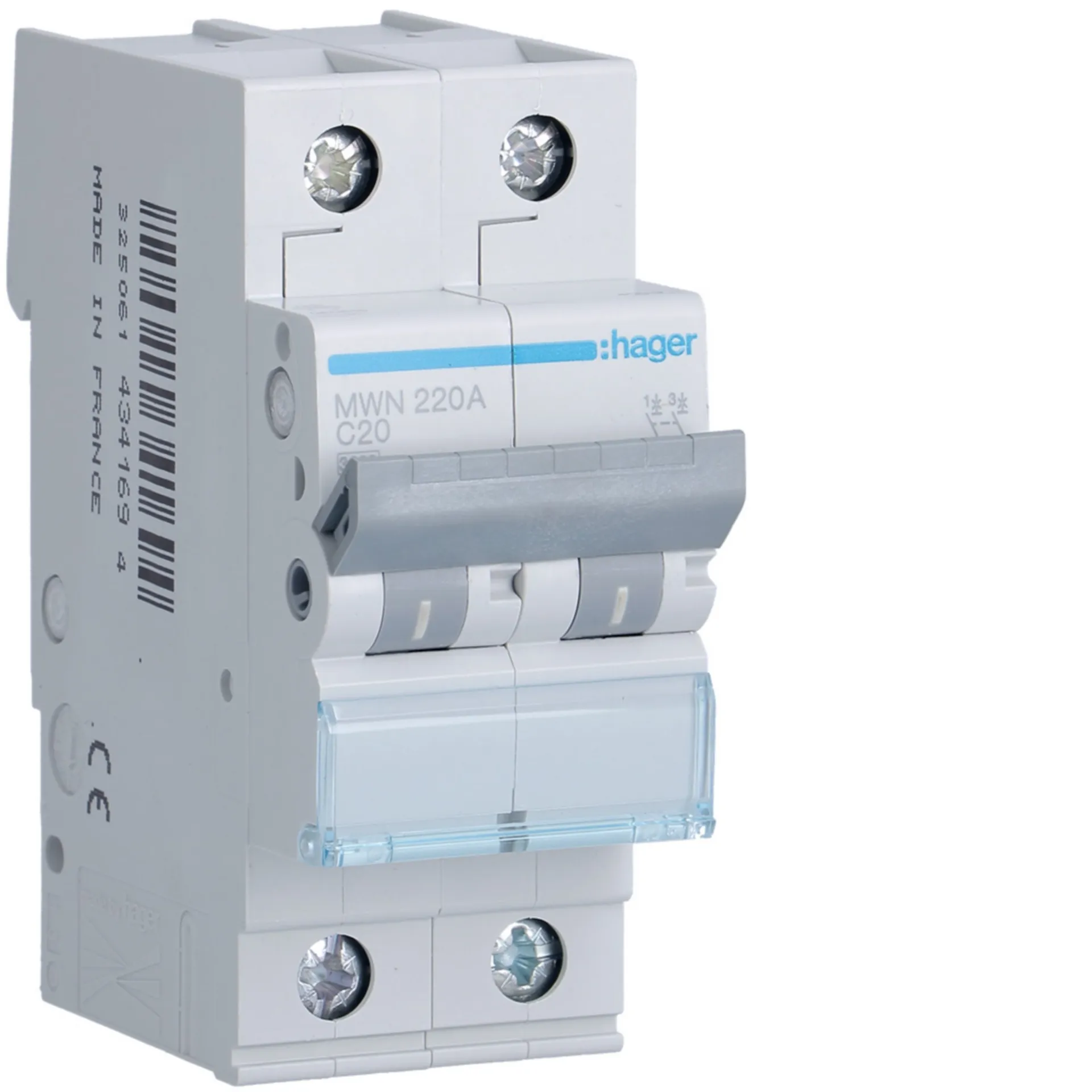 [HAMWN220A] Disjoncteur 3kA - C - 2P - 20A - 2M