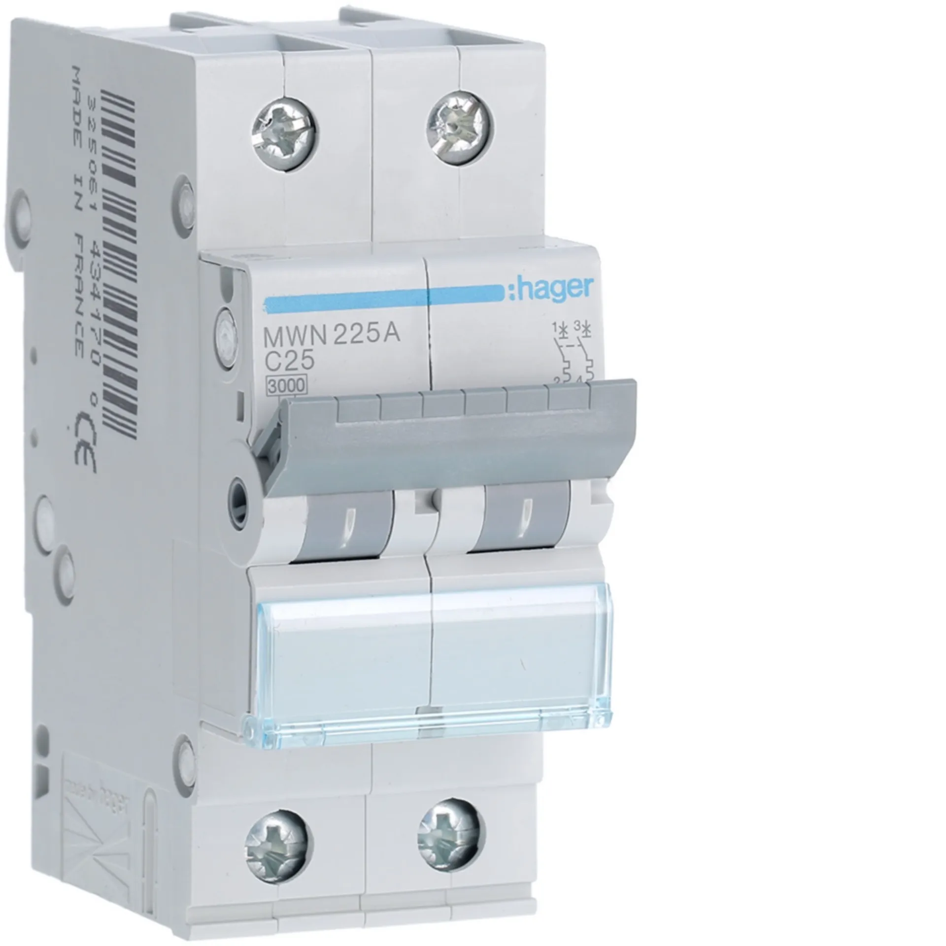 [HAMWN225A] Disjoncteur 3kA - C - 2P - 25A - 2M.