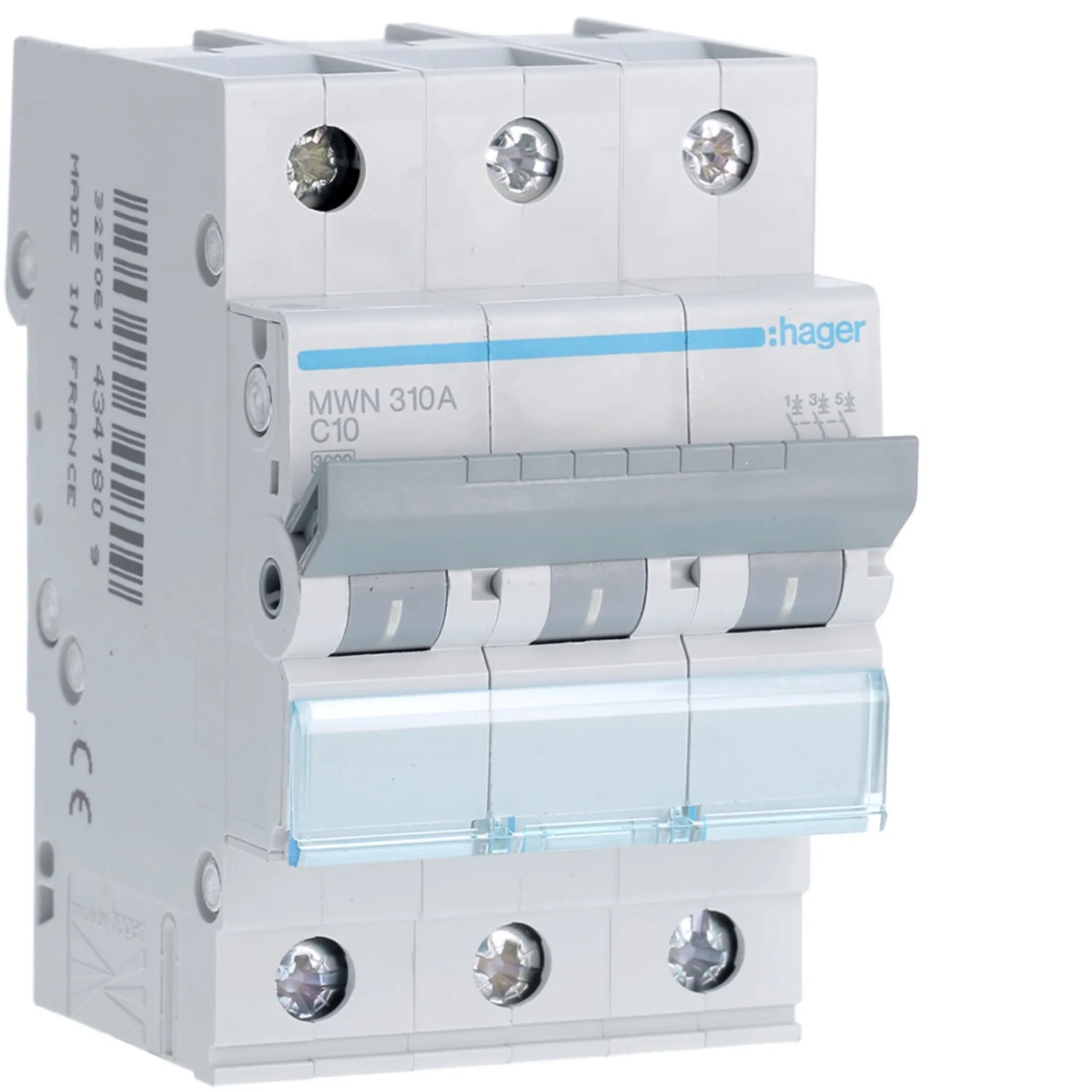 [HAMWN310A] Disjoncteur 3kA - C - 3P - 10A - 3M.