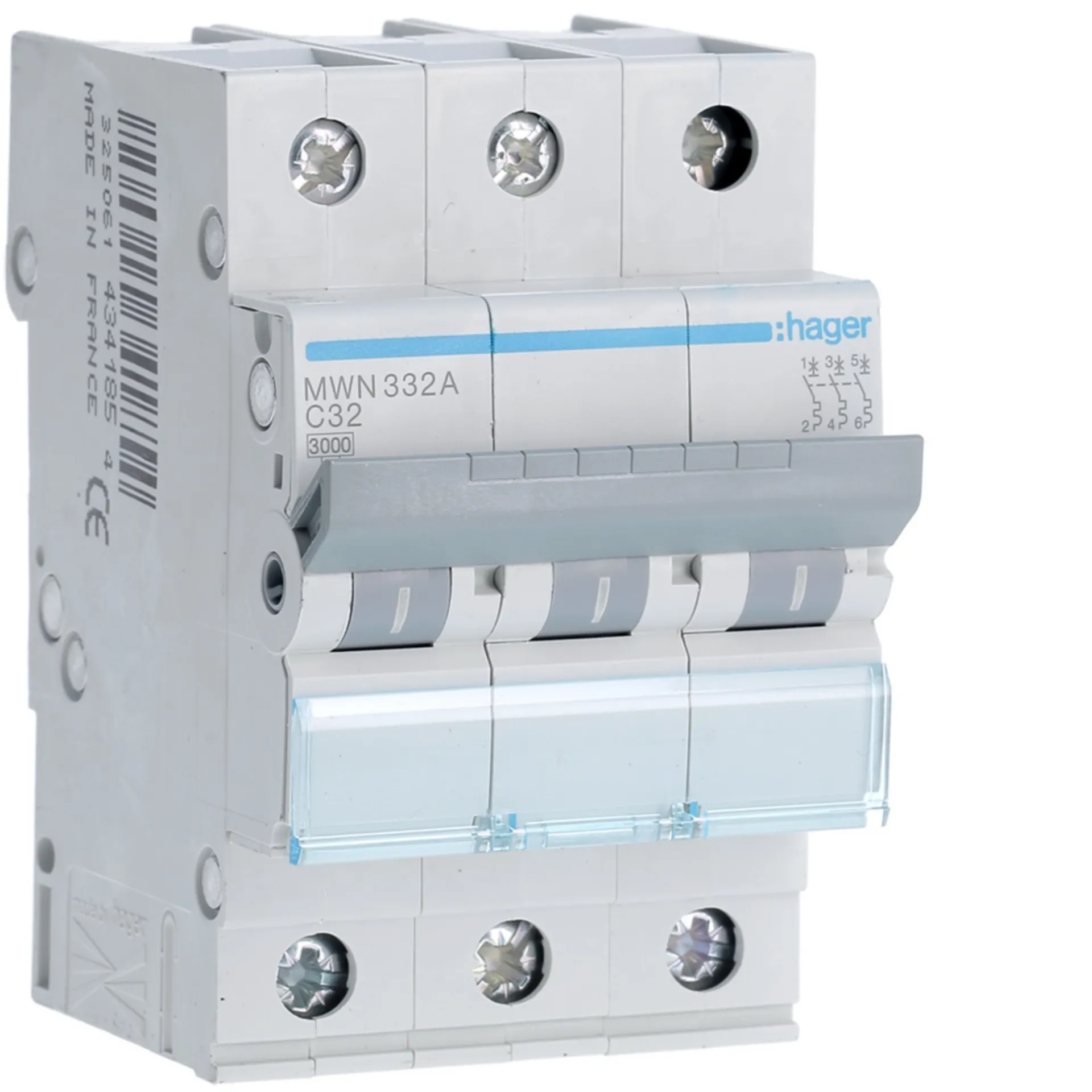 Disjoncteur 3kA - C - 3P - 32A - 3M.