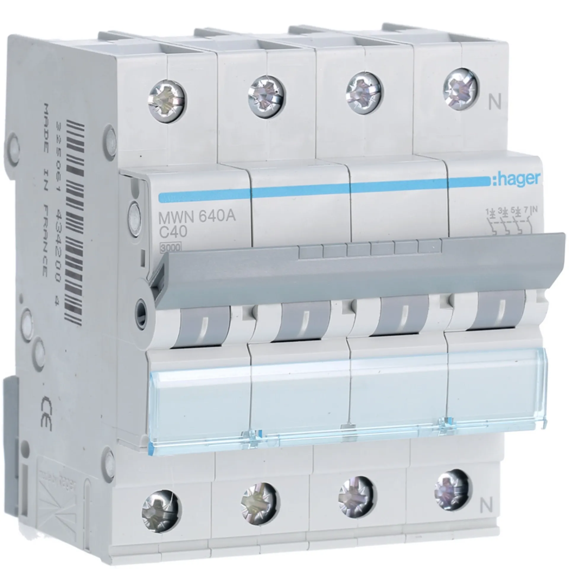 [HAMWN640A] Disjoncteur 3kA - C - 3P+N - 40A - 4M.