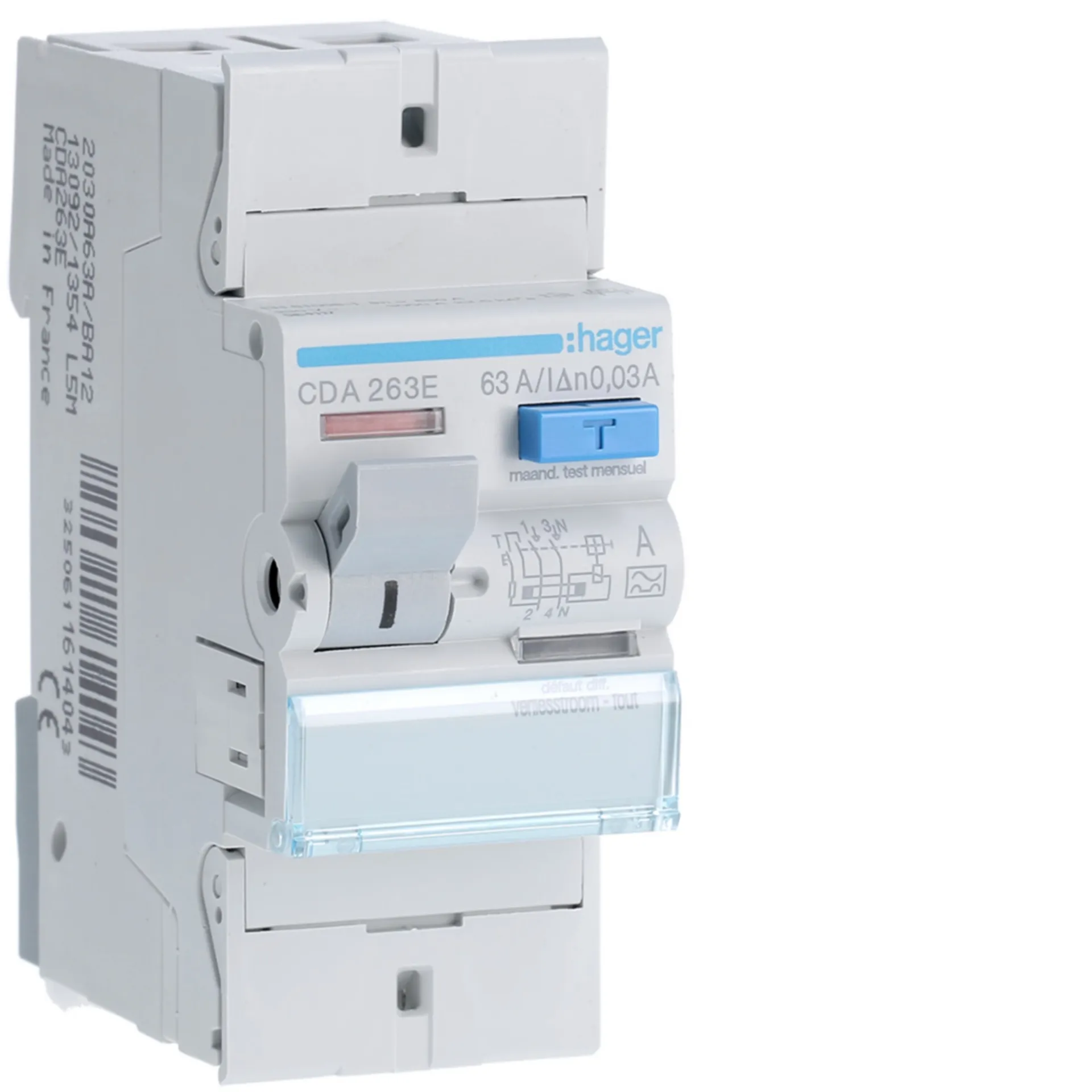 [HACDA263E] Interrupteur différentiel 2P 63A 30mA type A