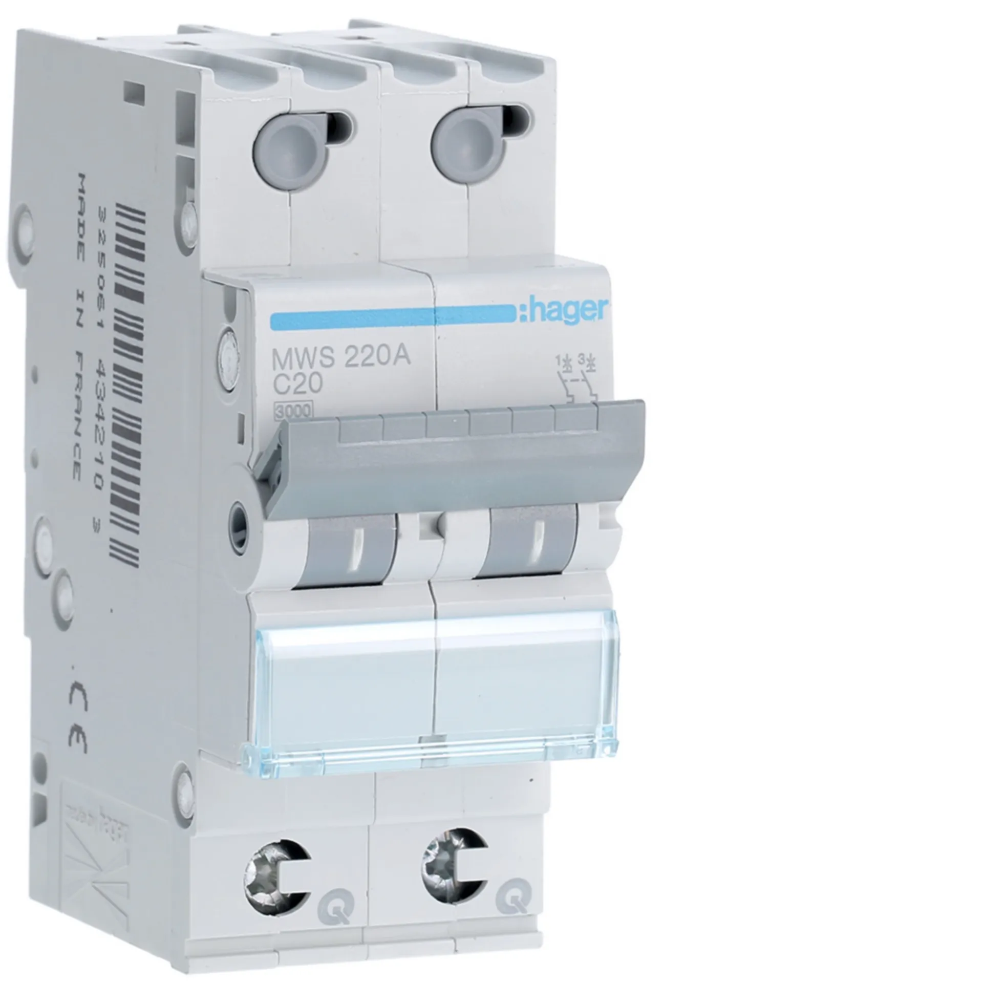 [HAMWS220A] Disjoncteur 3kA - C - 2P - 20A - 2M  - qc