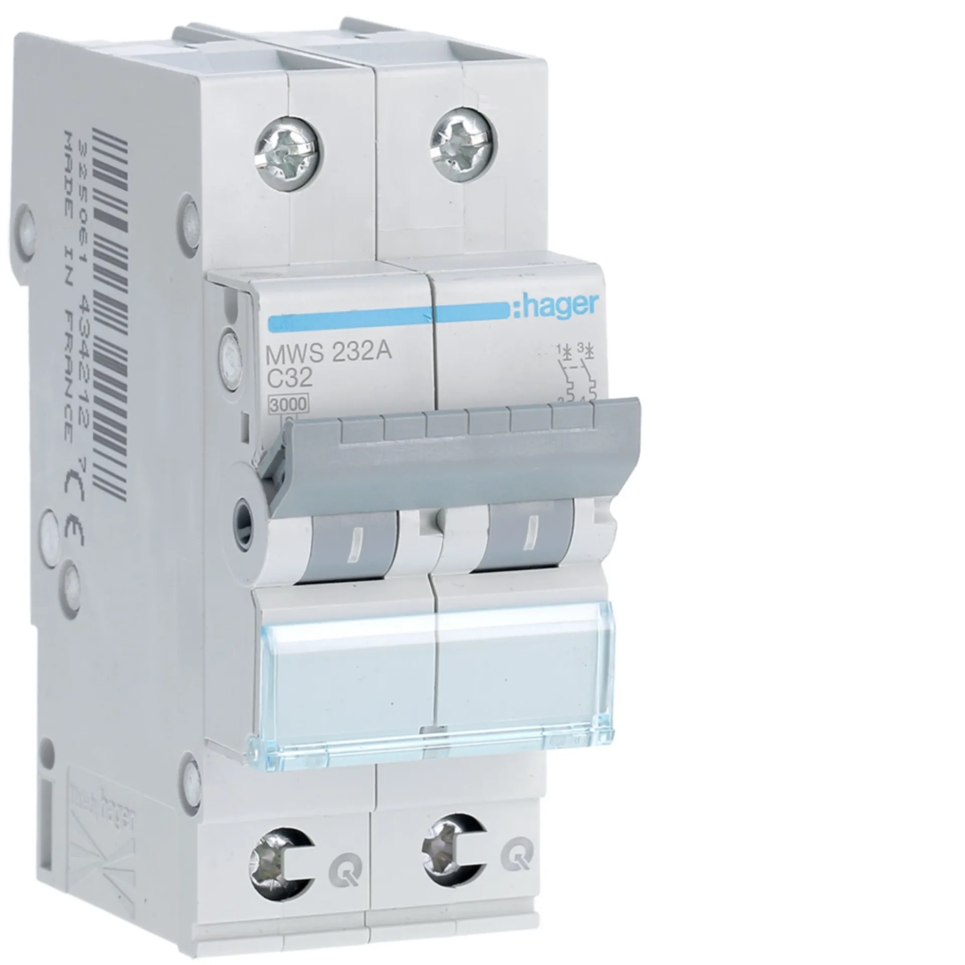 [HAMWS232A] Disjoncteur 3kA - C - 2P - 32A - 2M. - quickconnect