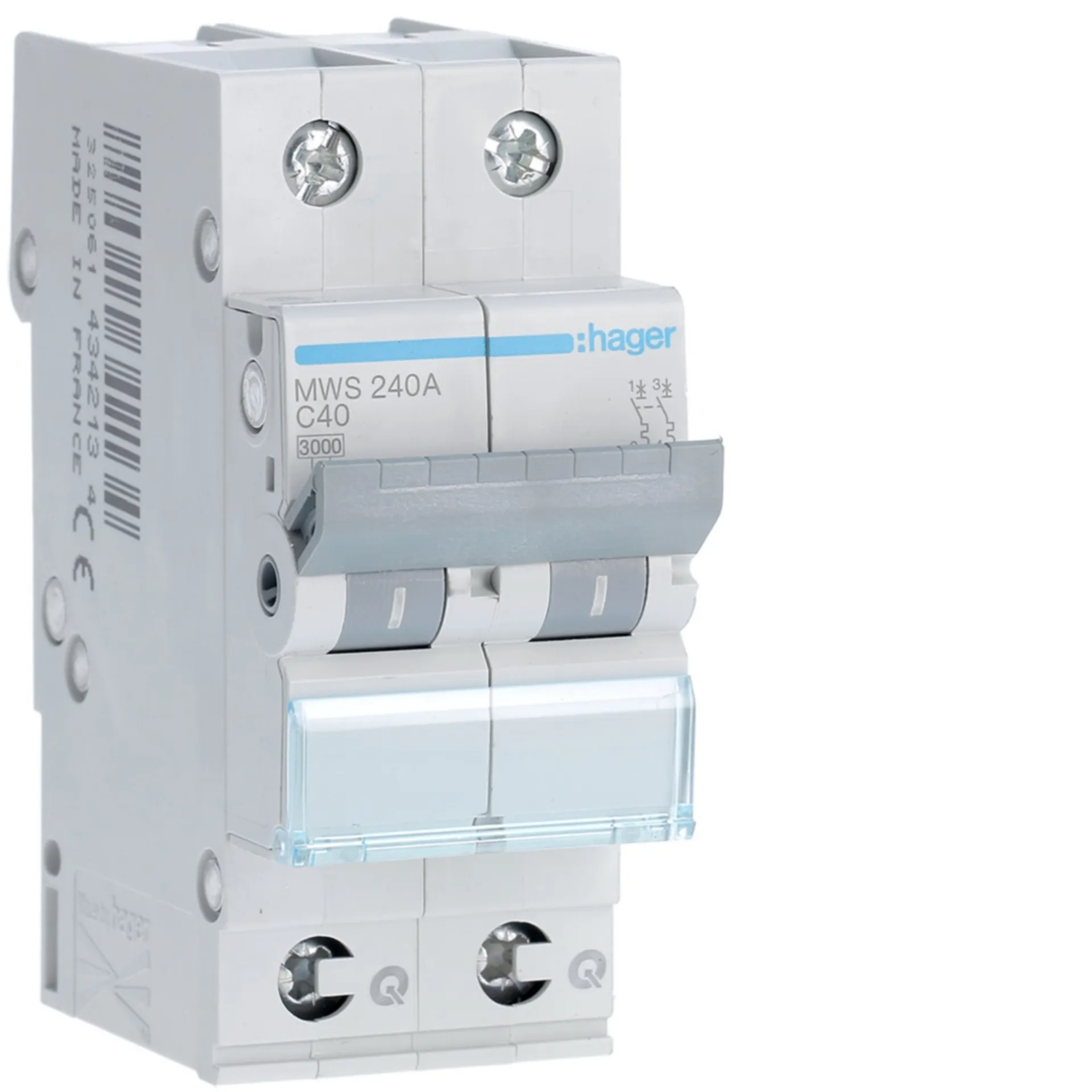 [HAMWS240A] Disjoncteur 3kA - C - 2P - 40A - 2M. - quickconnect