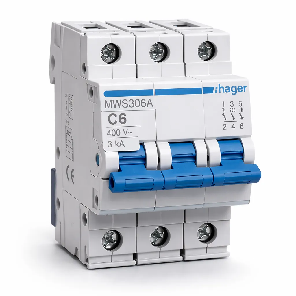 Disjoncteur 3kA - C - 3P - 6A - 3M. - quickconnect