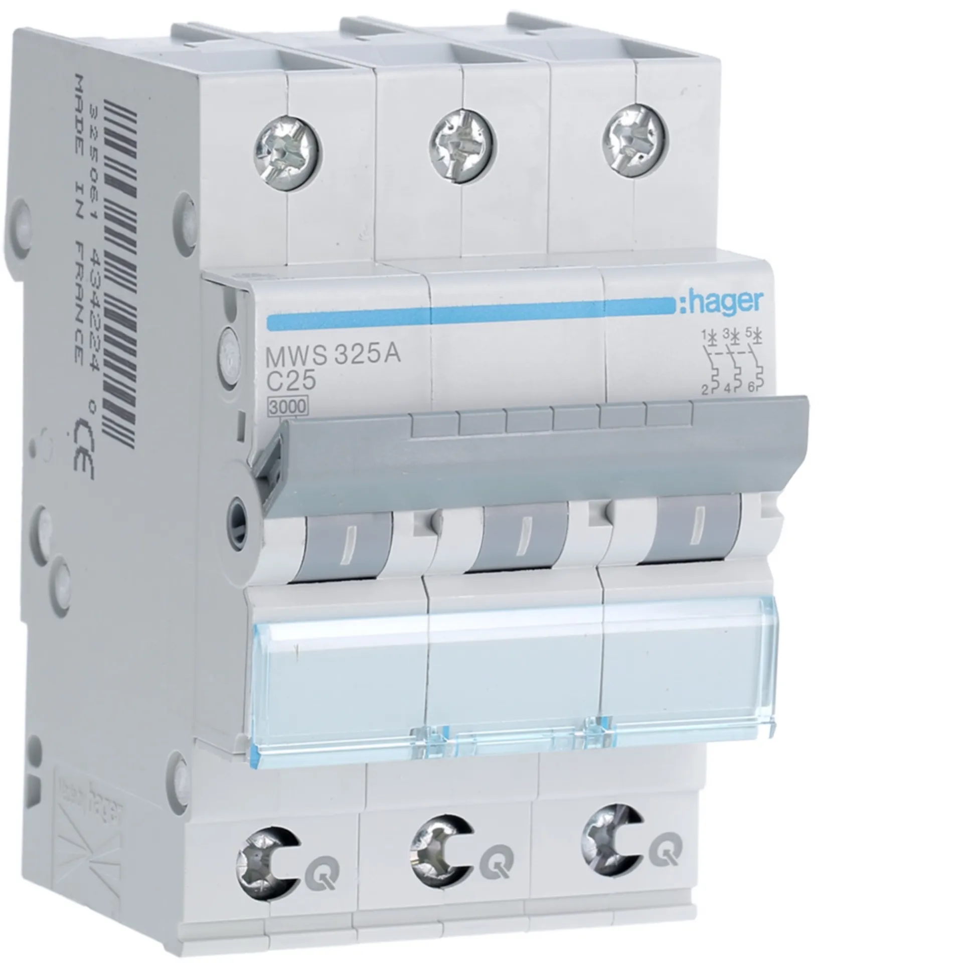 Disjoncteur 3kA - C - 3P - 25A - 3M. - quickconnect