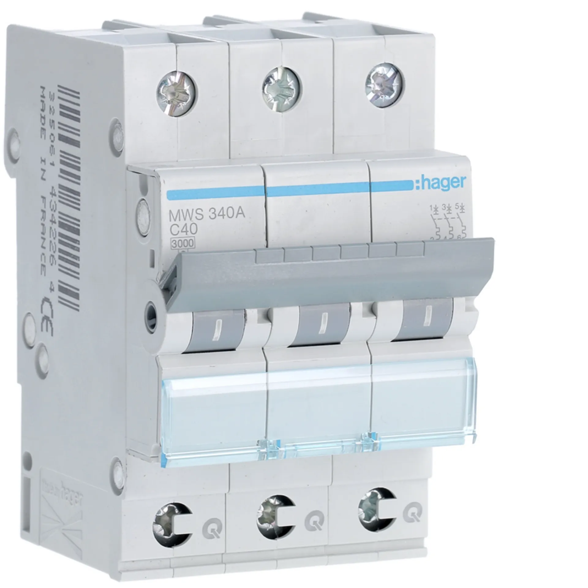 Disjoncteur 3kA - C - 3P - 40A - 3M. - quickconnect