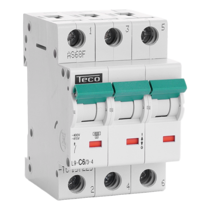 Disjoncteur Teco 3P 6A 4,5kA Courbe C