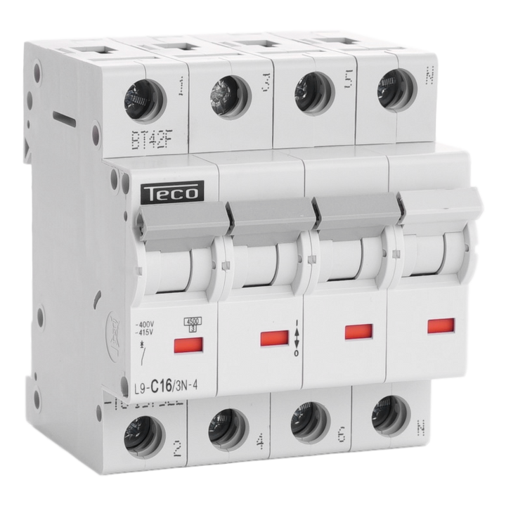Disjoncteur Teco 3P+N 16A 4.5kA Courbe C