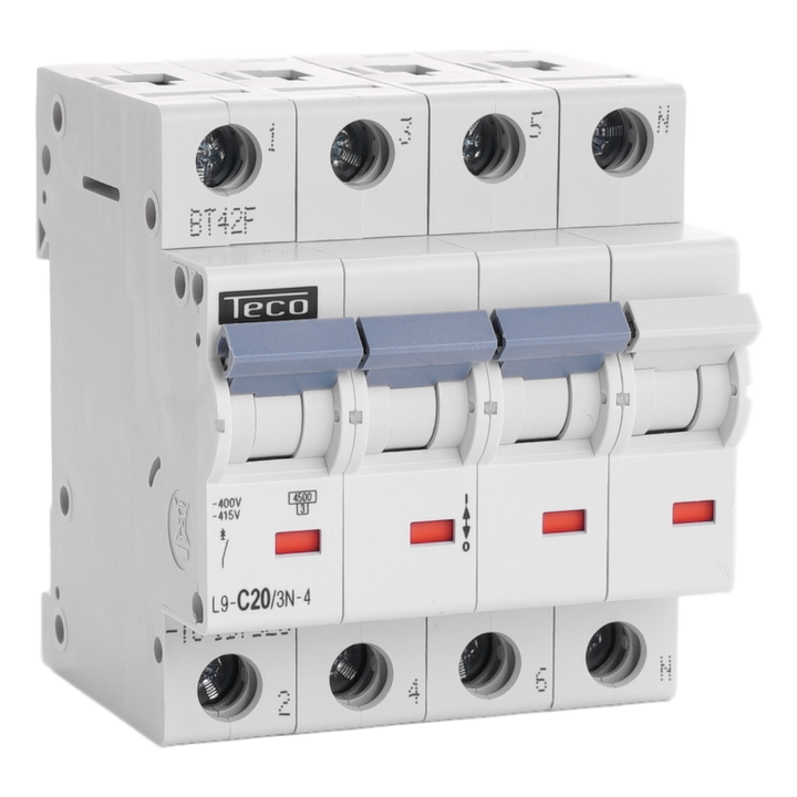 Disjoncteur Teco 3P+N 20A 4,5kA Courbe C