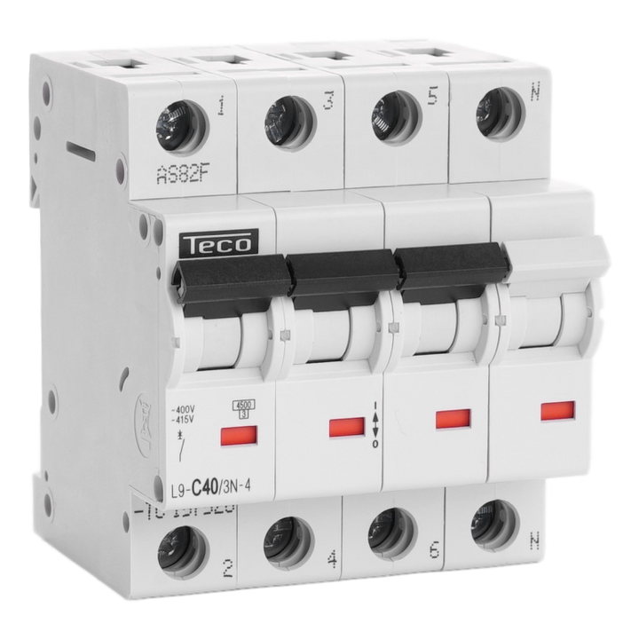 Disjoncteur Teco 3P+N 40A 4,5kA Courbe C