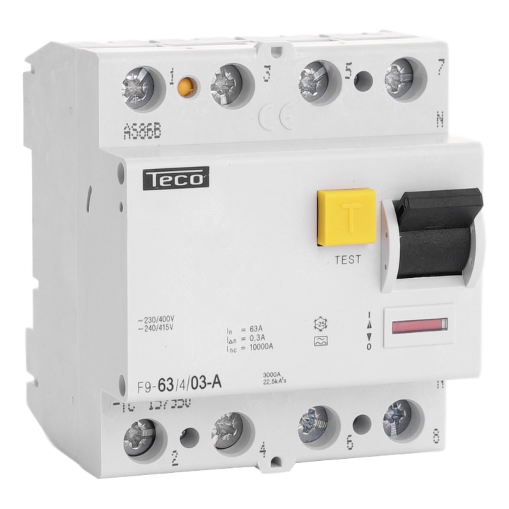 Interrupteur différentiel Teco 4P 63A 300mA Type A