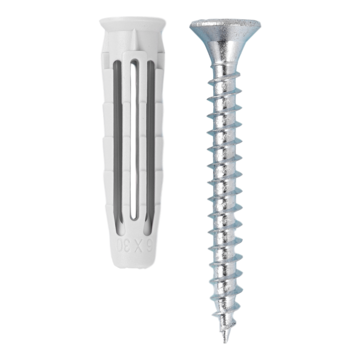 Cheville PA6 T6 6x30mm + vis - boîte de 300 pcs - 1 pièces