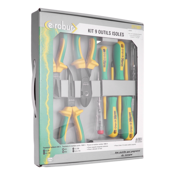 Kits d'outils 1000 V - 4 tournevis , 2 testeurs et 3 pinces