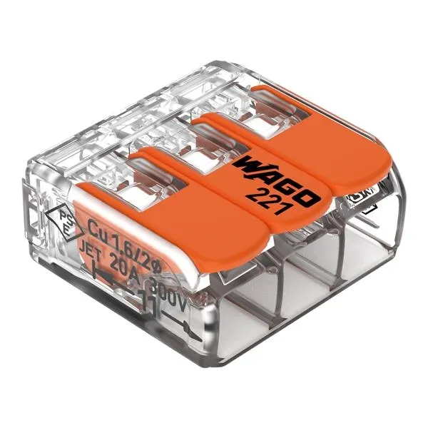 [WAG221413] Borne de raccordement COMPACT Borne pour 3 conducteurs avec leviers de manipulation, max 4mm²